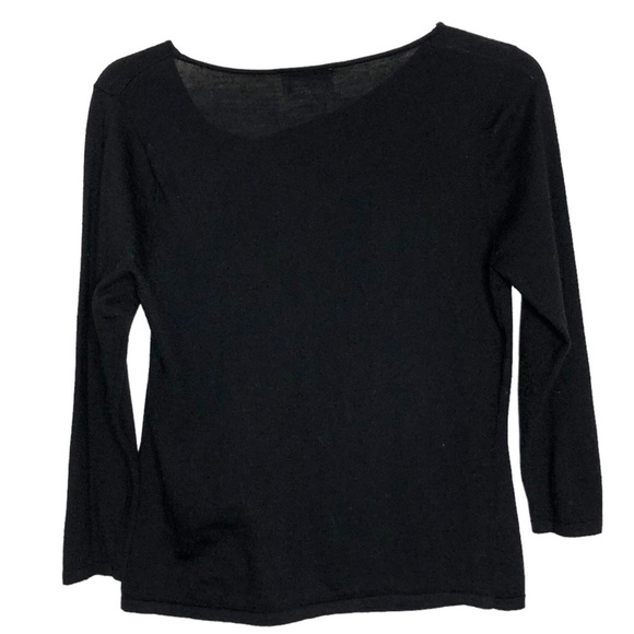 Talbots PETITES - 100% Merino Wool Black Asymmetrical Neck Sweater - Size Small - Picture 2 of 4